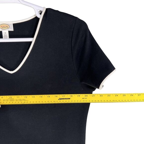 Talbots Womens M Black Maxi Dress Floral Embroidery Short Sleeve V-Neck Hippie - Picture 9 of 13